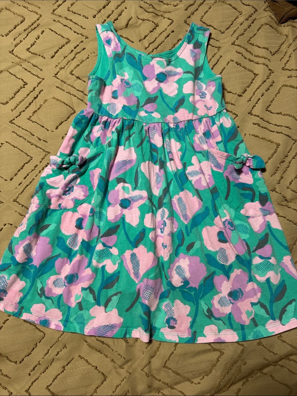 Flapdoodles Teal and Pink Floral Tank Dress